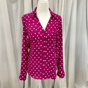 Pink & White polka dot dress shirt